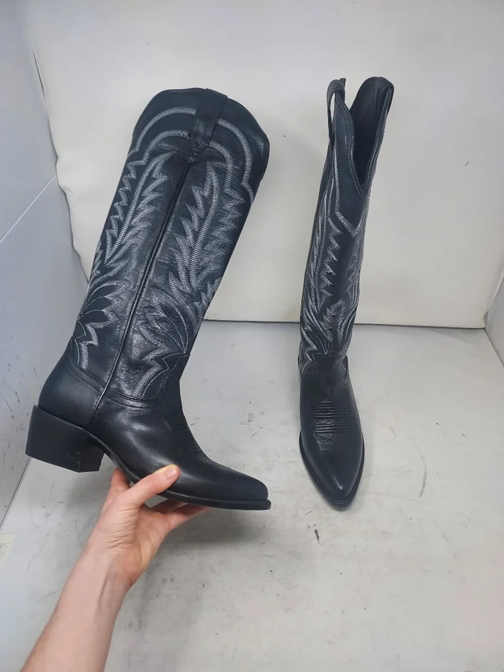 Tecovas WOMENS Black Midnight The Abby Cowboy Tall Boot - Picture 1 of 10